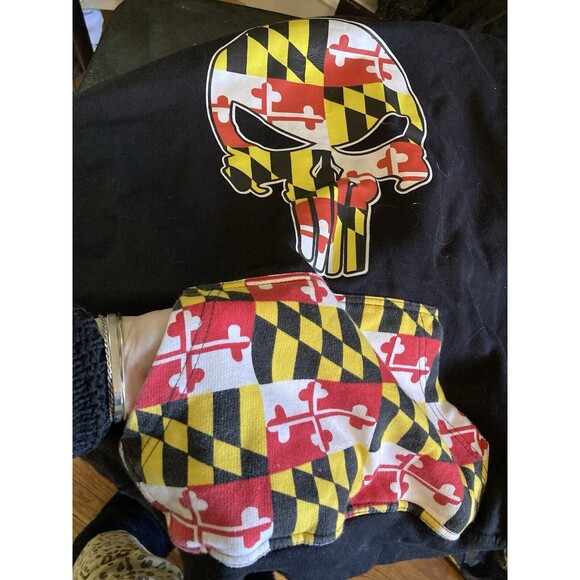 Maryland Flag & Skull Hoodie Hooded Sweatshirt Mens Large NASCAR - Picture 6 of 9
